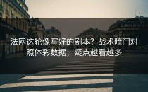 法网这轮像写好的剧本？战术暗门对照体彩数据，疑点越看越多