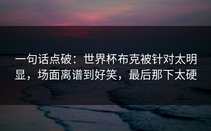一句话点破：世界杯布克被针对太明显，场面离谱到好笑，最后那下太硬  第1张
