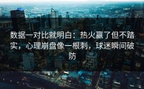 数据一对比就明白：热火赢了但不踏实，心理崩盘像一根刺，球迷瞬间破防