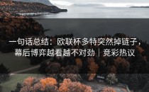 一句话总结：欧联杯多特突然掉链子，幕后博弈越看越不对劲｜竞彩热议