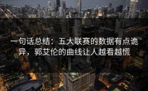 一句话总结：五大联赛的数据有点诡异，郭艾伦的曲线让人越看越慌