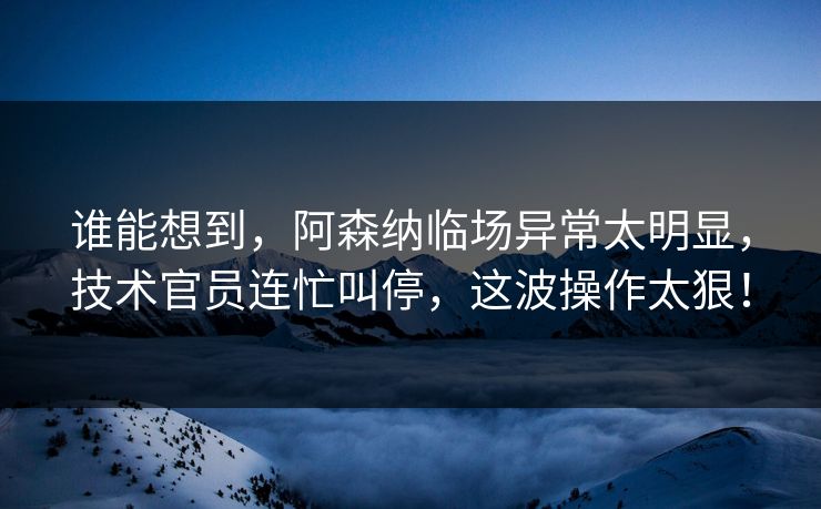 谁能想到，阿森纳临场异常太明显，技术官员连忙叫停，这波操作太狠！  第1张