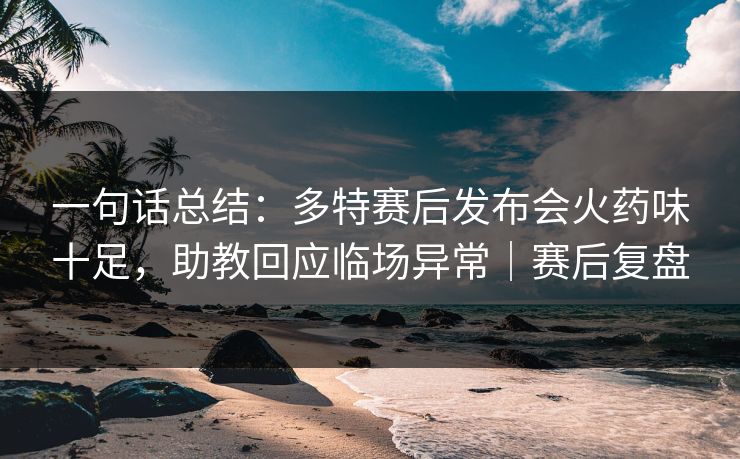 一句话总结：多特赛后发布会火药味十足，助教回应临场异常｜赛后复盘  第1张