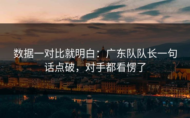 数据一对比就明白：广东队队长一句话点破，对手都看愣了